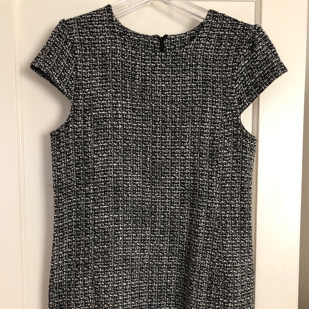 Black and white tweed shift dress